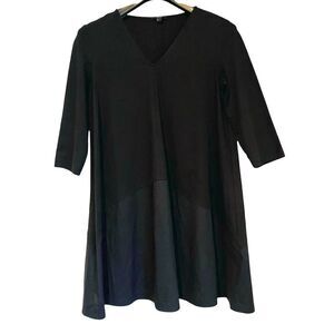 COS Black Contrast Tunic V-Neck Dress Size Medium